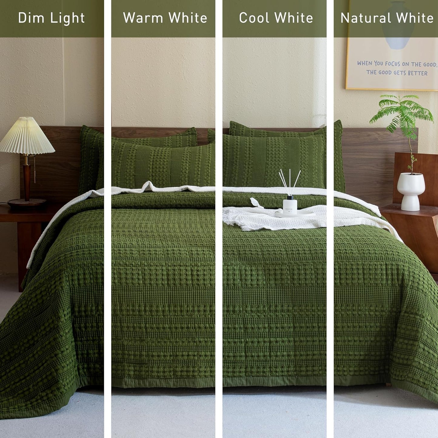 The Olive Retreat Waffle Quilt Coverlet Set