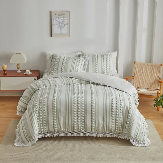 WanderWeave Pom-Stripe Bedding Set