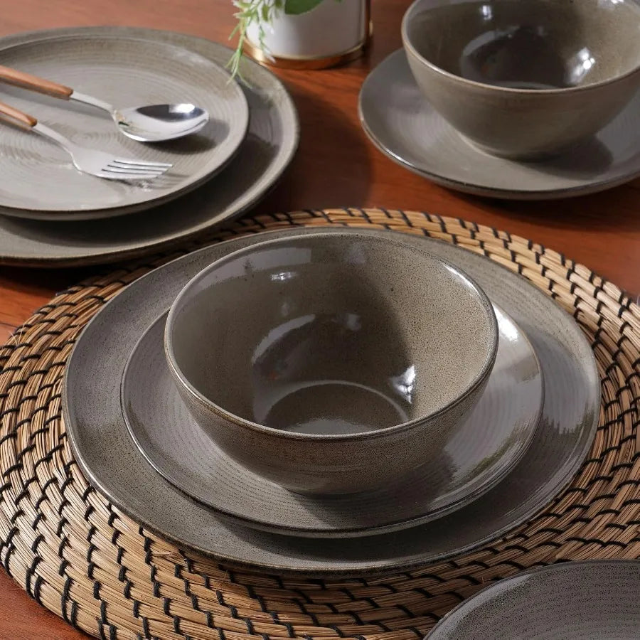 Tempura Verde™ 24-Piece Reactive Glaze Dinnerware Set
