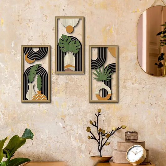 Geometric Botanical Wall Art Set (3pcs)