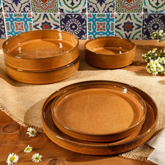 AmberAura Santorini™ 16-Piece Dinnerware Set