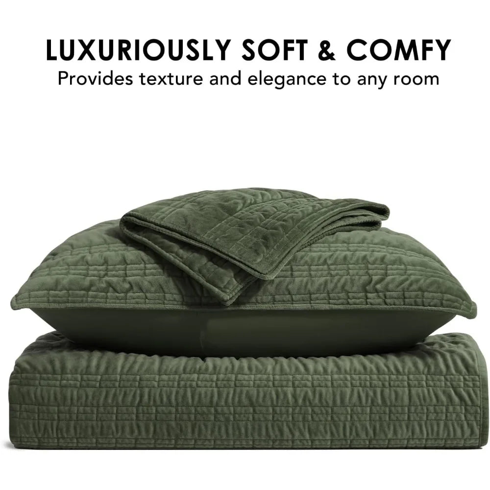 Verdant Crinkle Velvet Quilt Set