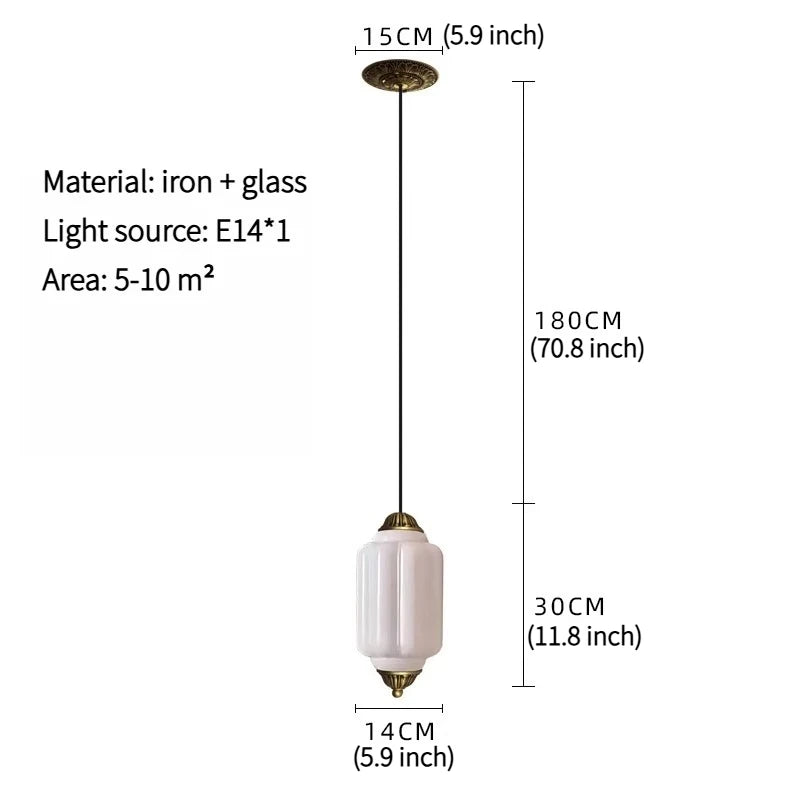 Vintage Ribbed Glass Pendant Light