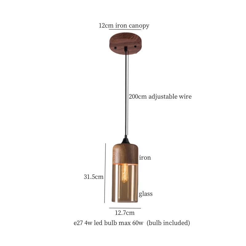 Nordic Wood & Glass Pendant Light