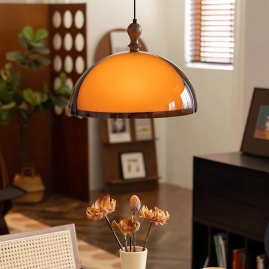 Amber Glow Dome Pendant Light