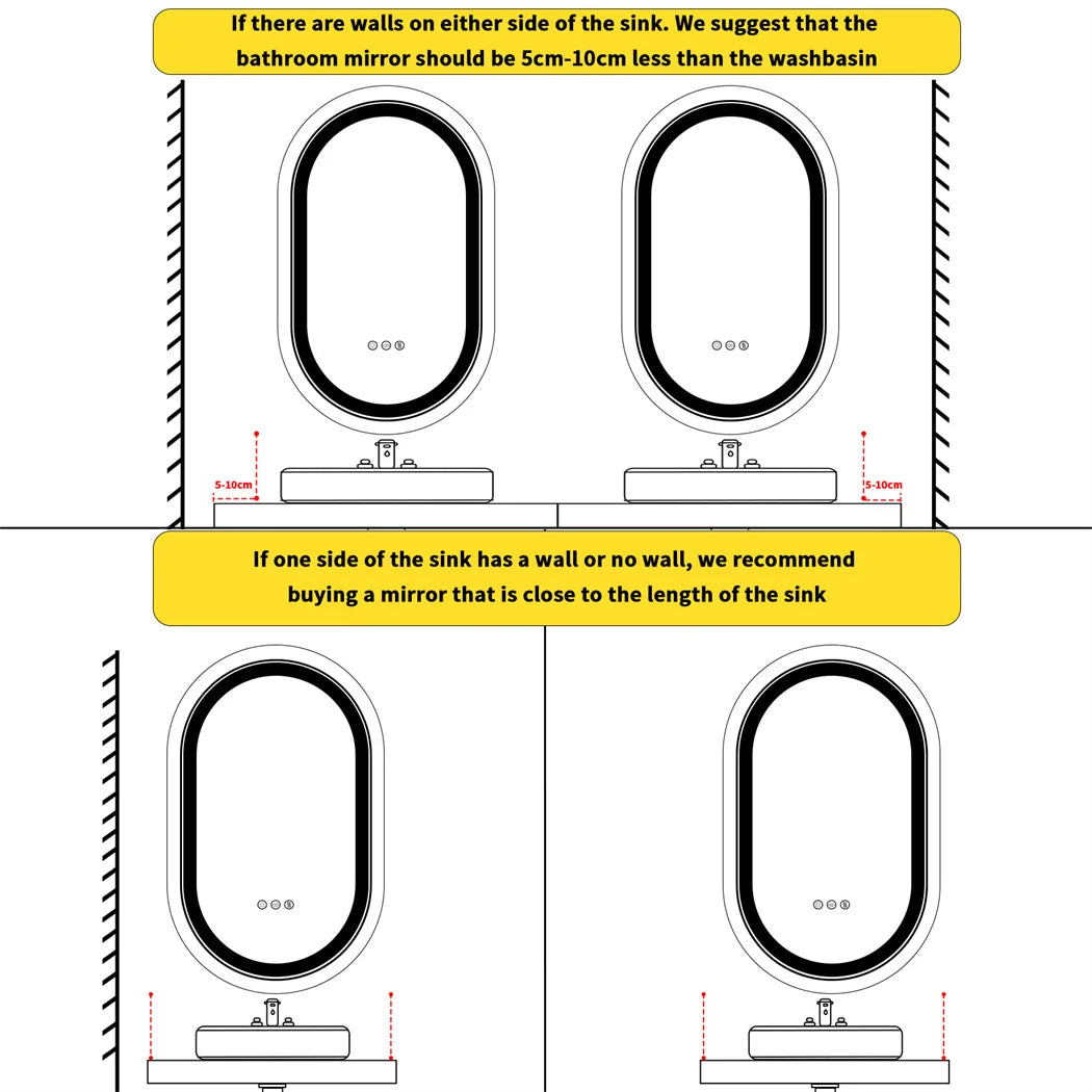 Luminous Halo Oval Smart Mirror