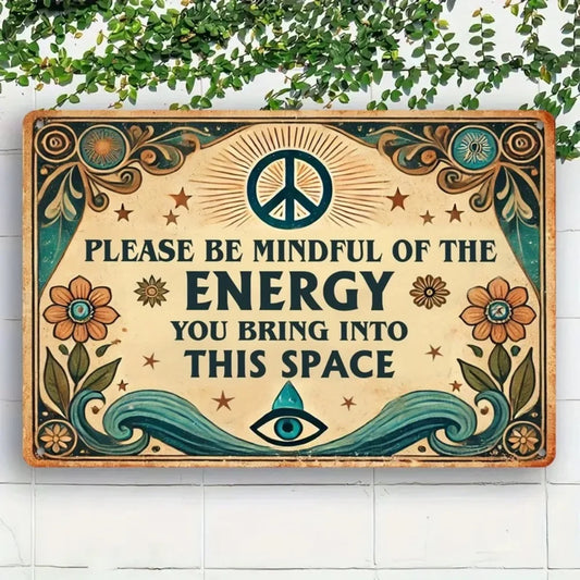 Mindful Energy Welcome Vintage Metal Sign
