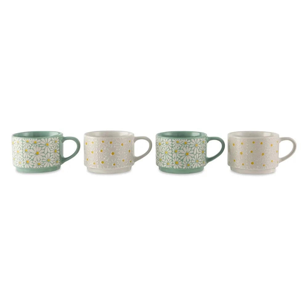 MeadowBloom Stacking Floral Mug Set (4-Piece)