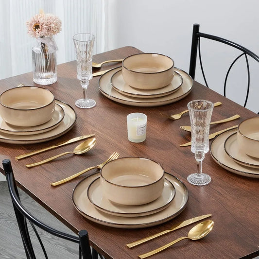 TerraLuxe Rim™ 18-Piece Stoneware Dinnerware Set