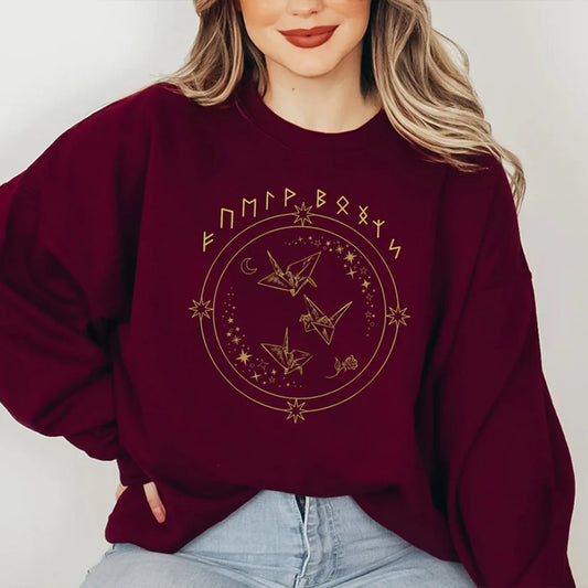 Celestial Origami Cranes Rune Sweatshirt