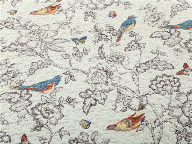 Handmade Colorful Birds Bedspread Set