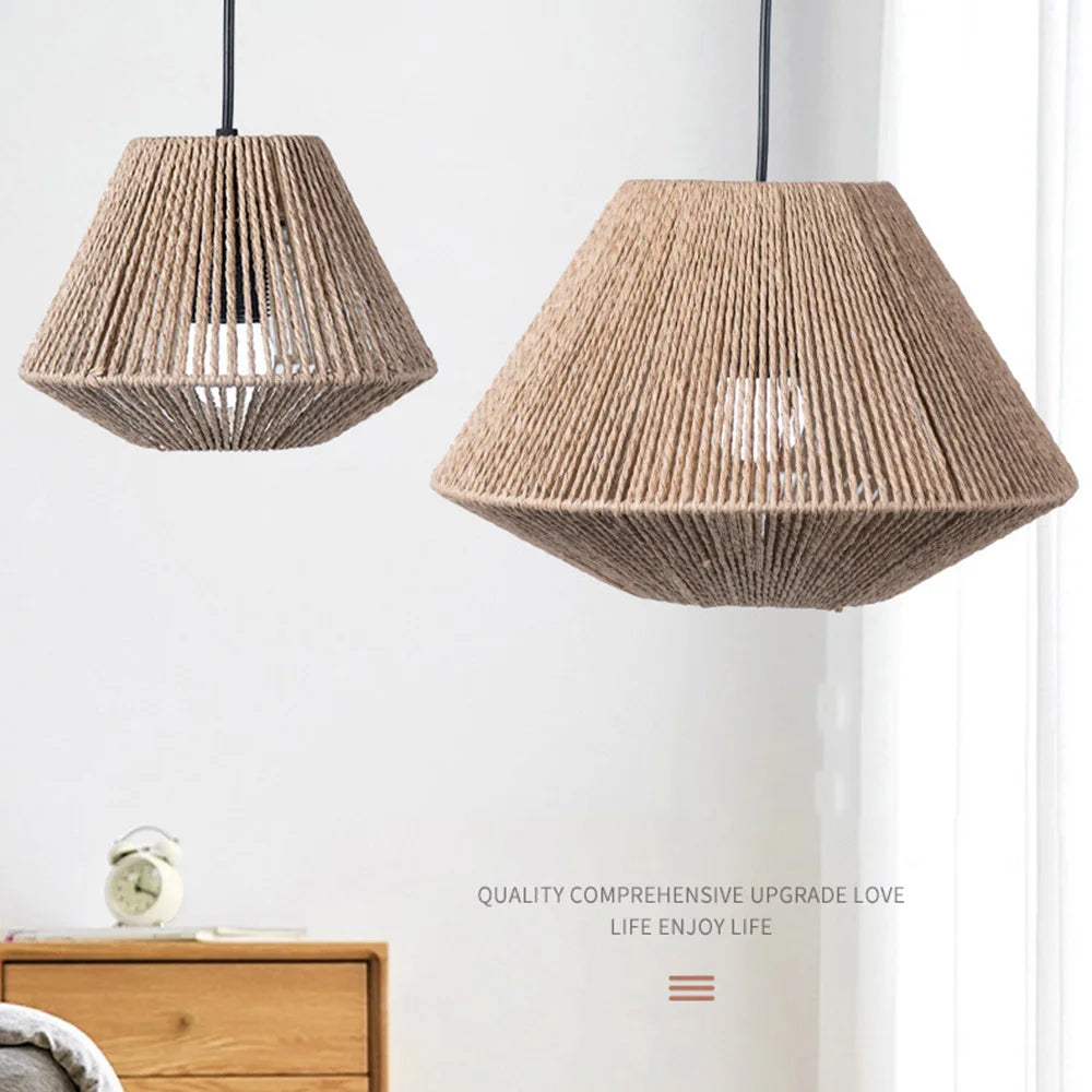 Rustic Woven Hemp Rope Pendant Light