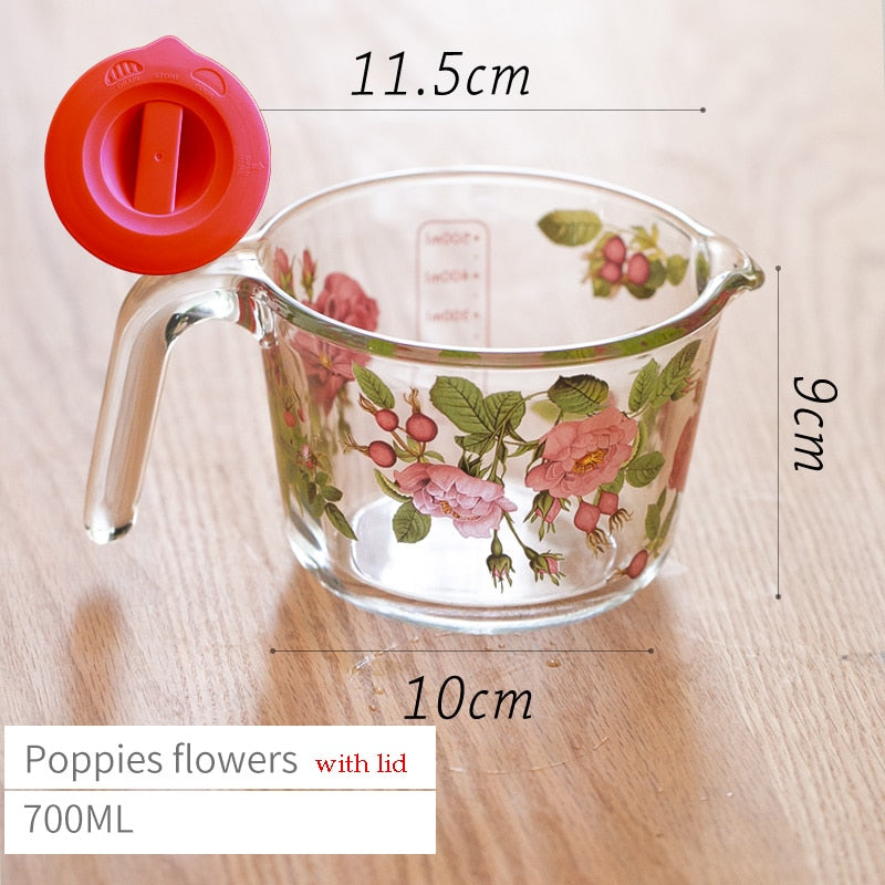 Retro Flowers Measuring Cup with Lid