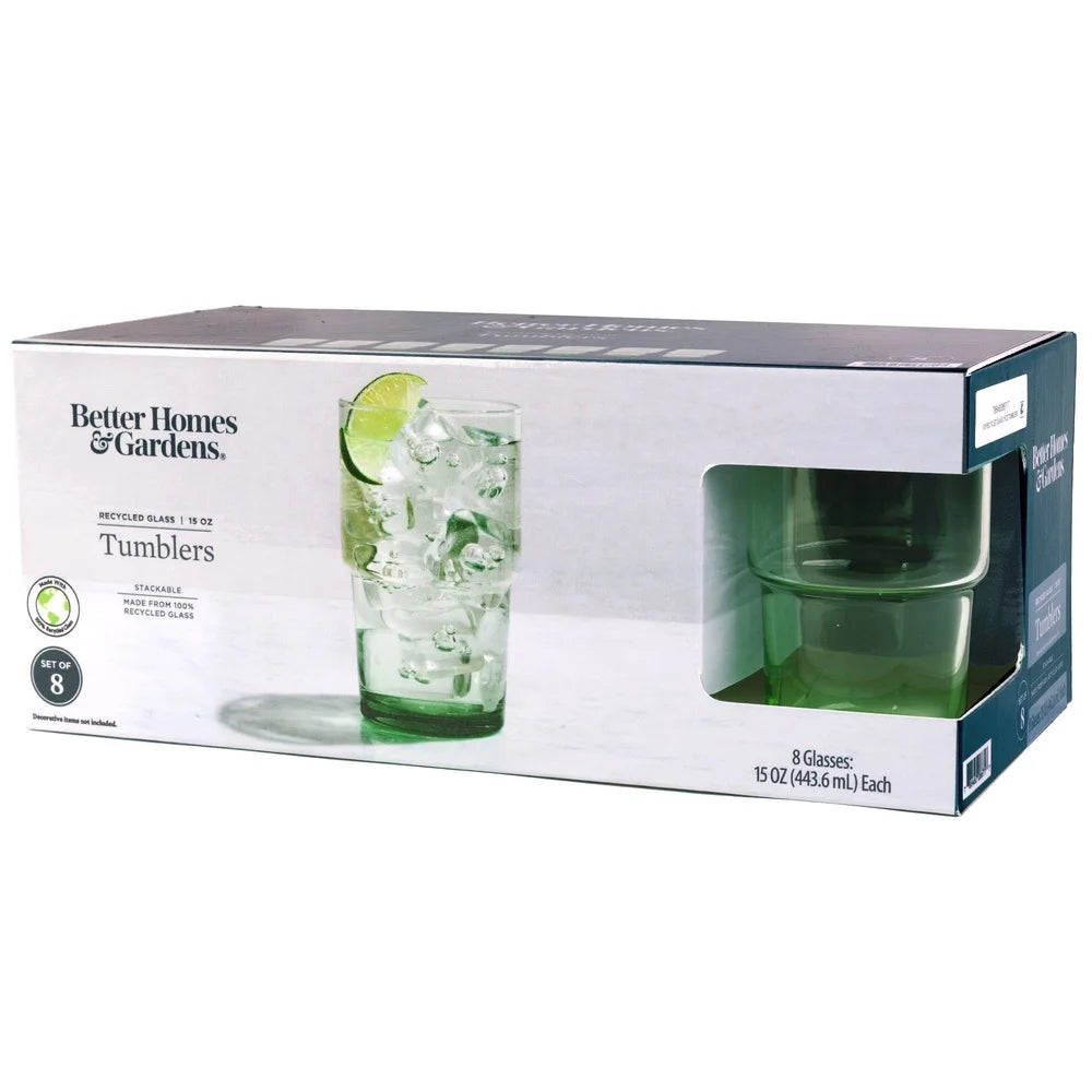 EcoStack Verde Recycled Glass Tumbler Set (8-Piece)