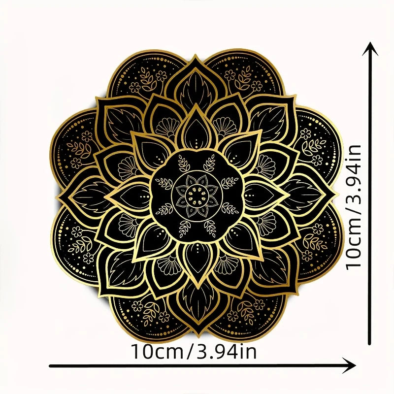Set of 6 Black and Gold Mandala Coasters