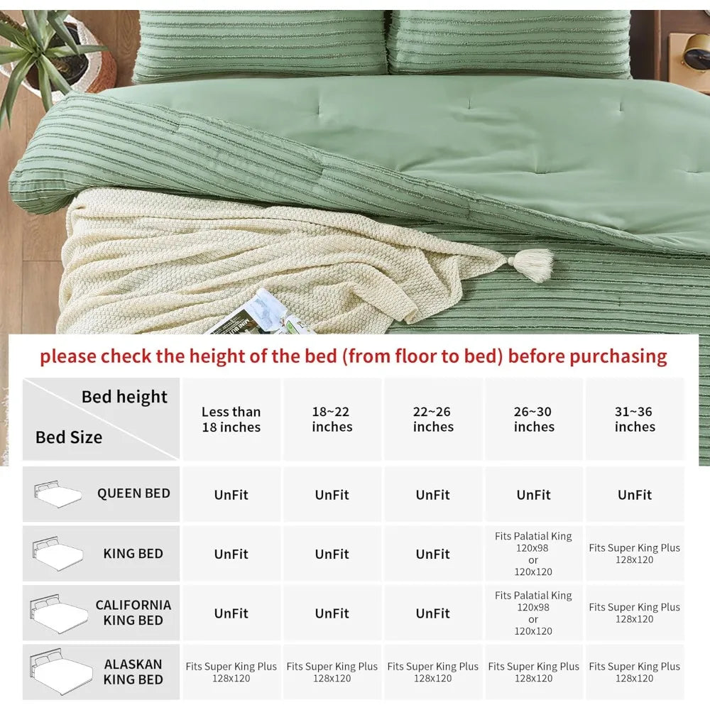 Sage Green Oversized King Tufted Bedding Set