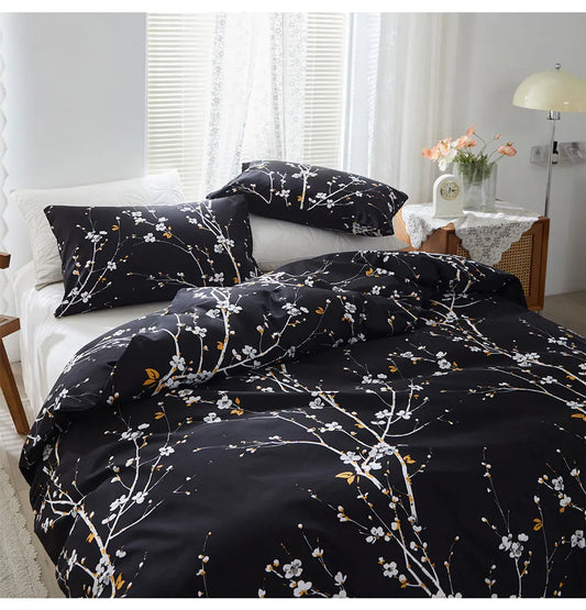 Sakura Spring Black Duvet Cover Set