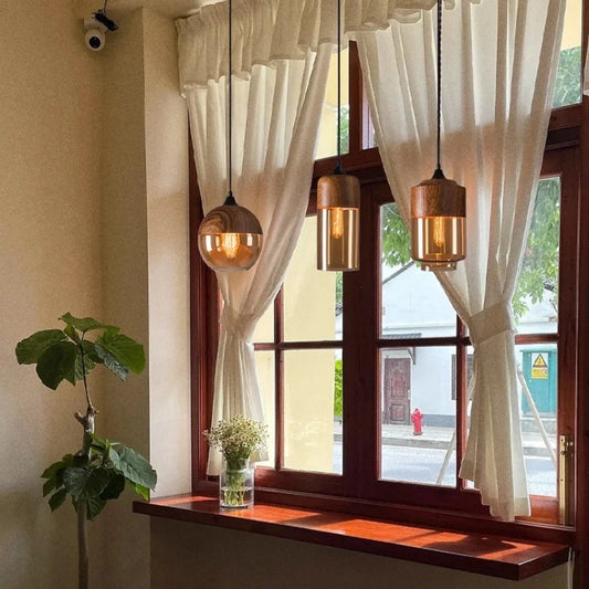 Nordic Wood & Glass Pendant Light