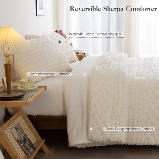 Ivory Cloud Sherpa Comforter Set