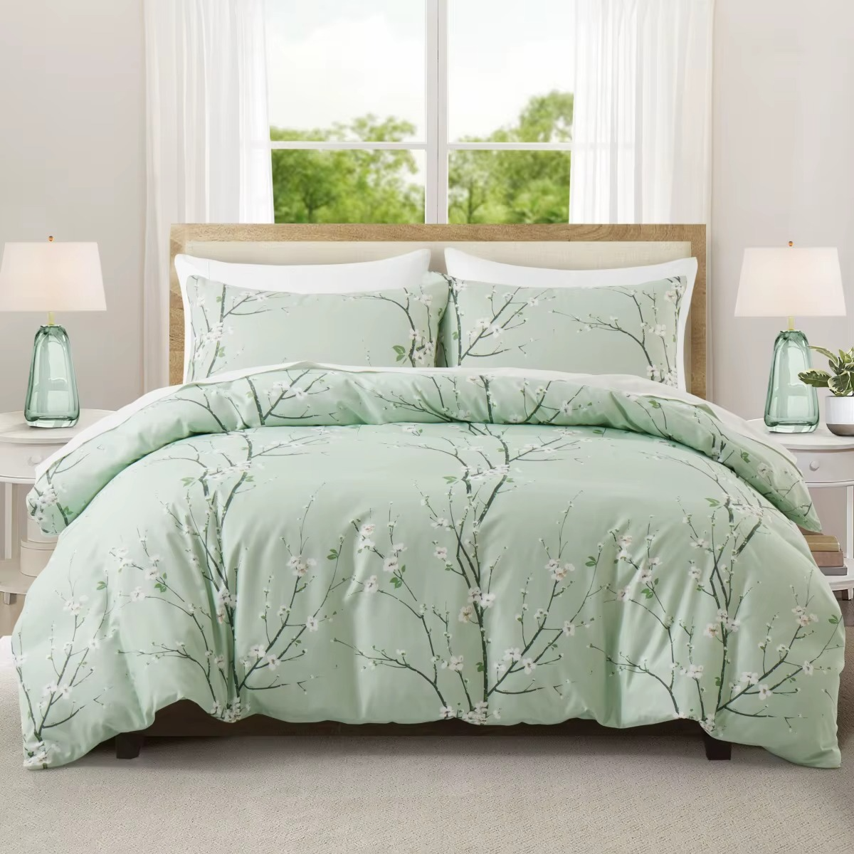 Sakura Spring Green Duvet Cover Set