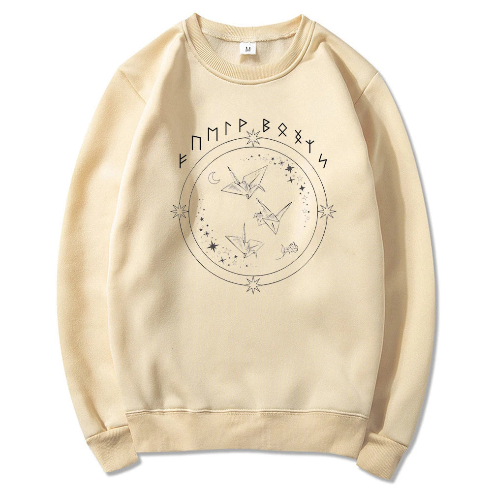 Celestial Origami Cranes Rune Sweatshirt