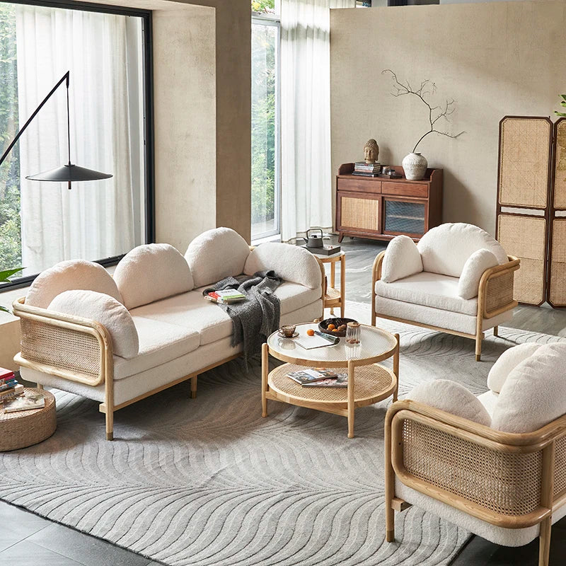Nordic Rattan Fabric Sofa