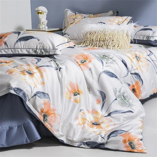 Indigo Egyptian Cotton Duvet Cover Set