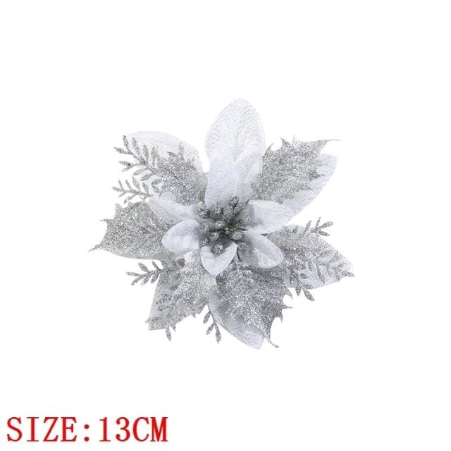 10pcs Artificial Christmas Flowers Tree Decor Blackbrdstore