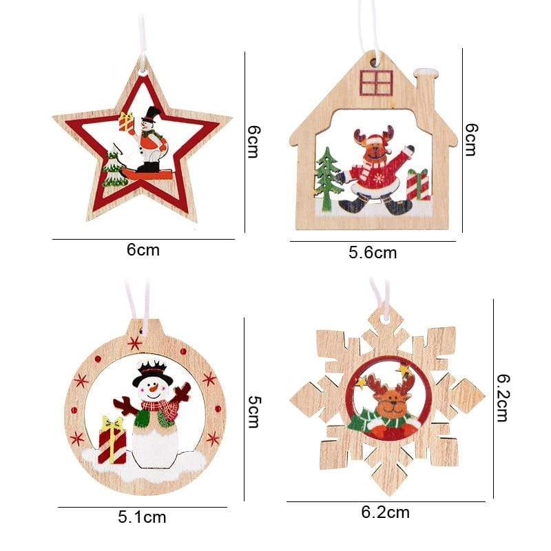 12pcs Wooden Christmas Tree Hanging Set Blackbrdstore