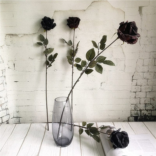 1pcs Artificial Black Rose Blackbrdstore