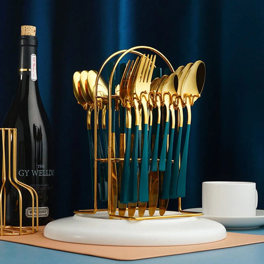 24pc Luxury Stainless Steel Cutlery Set Blackbrdstore