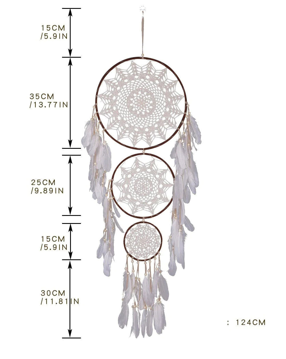 3 Rings Circle Large Boho Dream Catcher Blackbrdstore