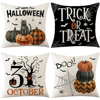 4pcs Happy Halloween Cushion Cover Blackbrdstore