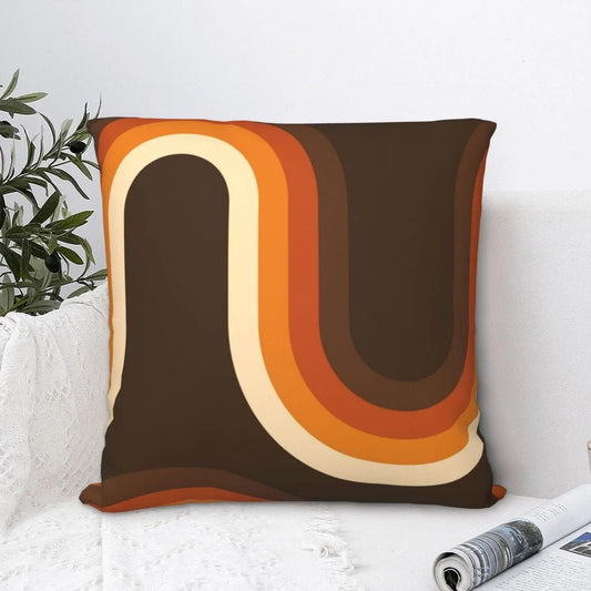70s Orange And Brown Waves Cushion Cover Blackbrdstore