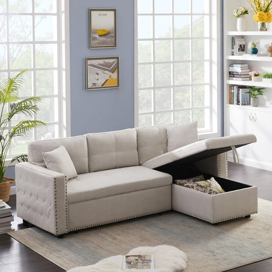 87.7" Delsin Sectional Sleeper Sofa Blackbrdstore