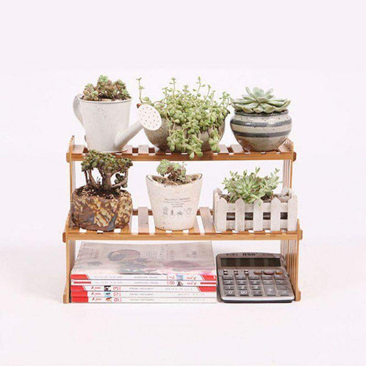 Bamboo Flower Plant Shelf Blackbrdstore