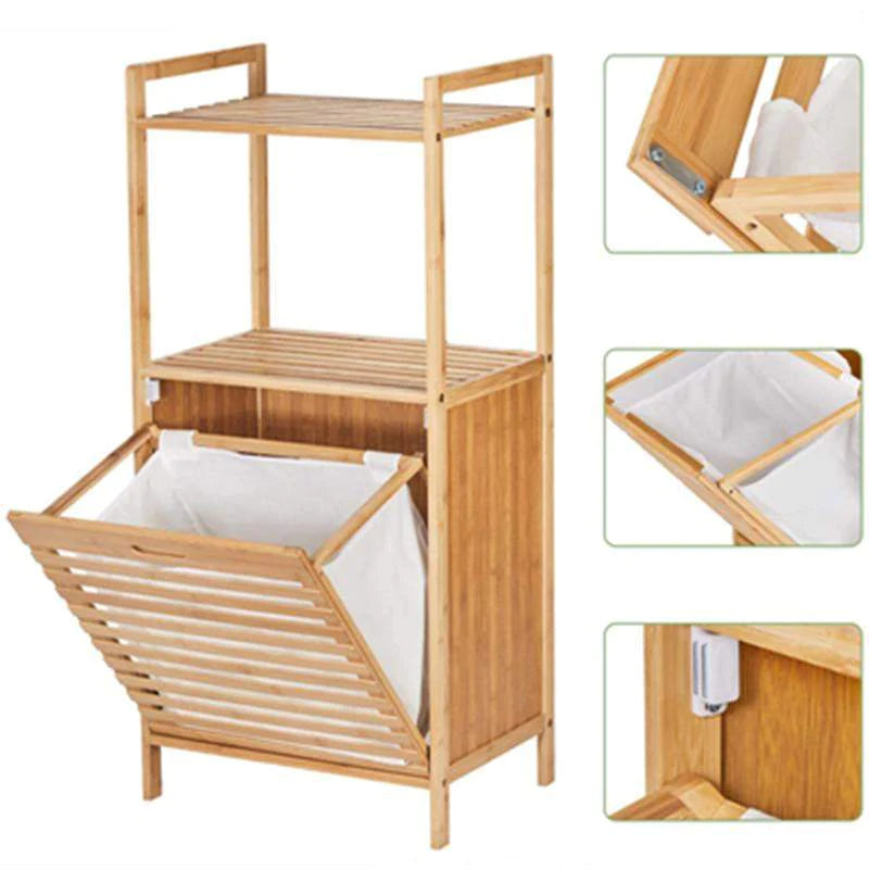 Bathroom Bamboo Storage Shlef Blackbrdstore