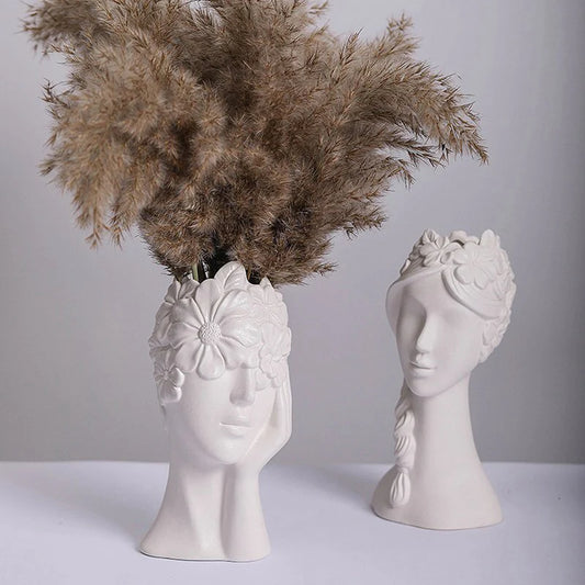 Blindfolded Floral Girl Vase Blackbrdstore