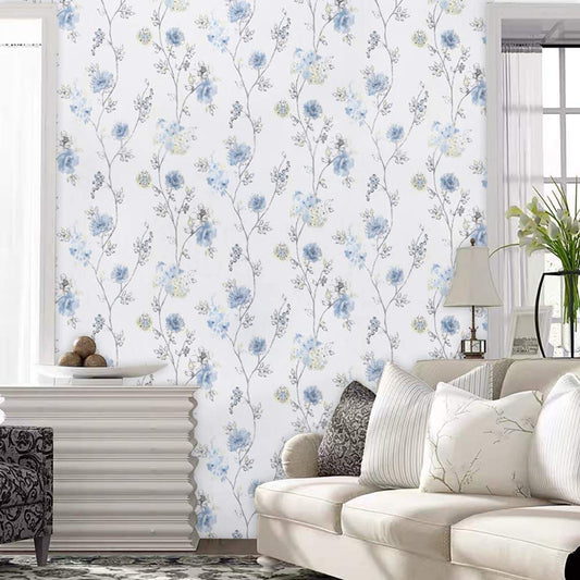 Blue Floral Wallpaper Blackbrdstore
