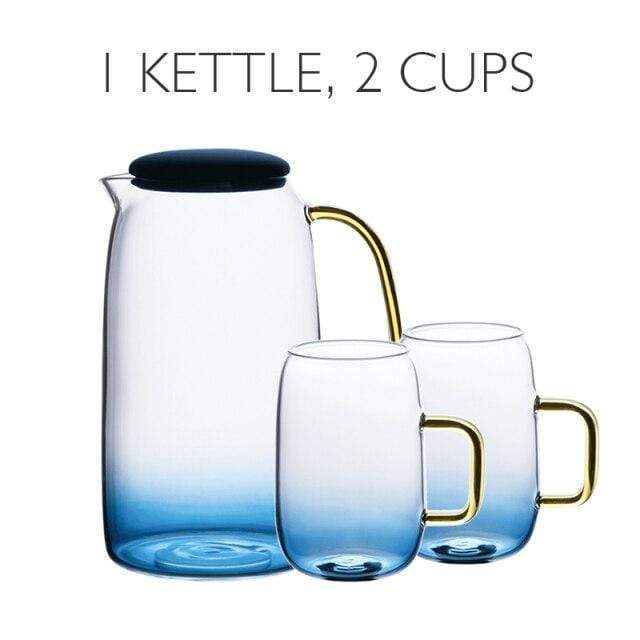 Blue Sea Glass Pitcher with Matching Drinking Glass Blackbrdstore