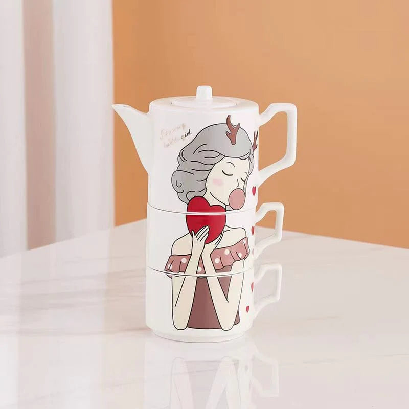 Bubble Girl Teapots Set Blackbrdstore