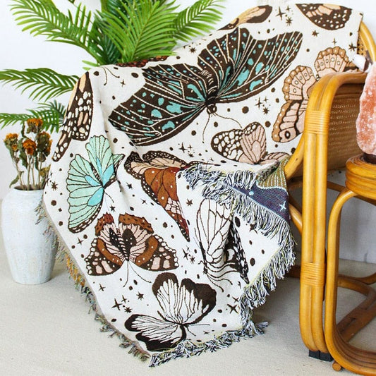 Butterfly Woven Throw Blanket Blackbrdstore