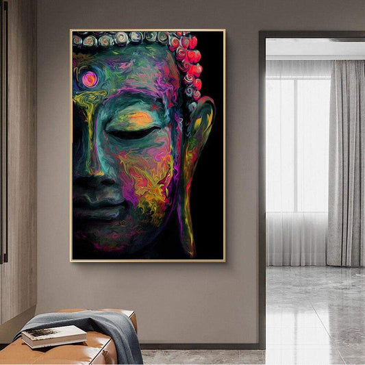 Colorful Buddha Canvas Wall Art Blackbrdstore