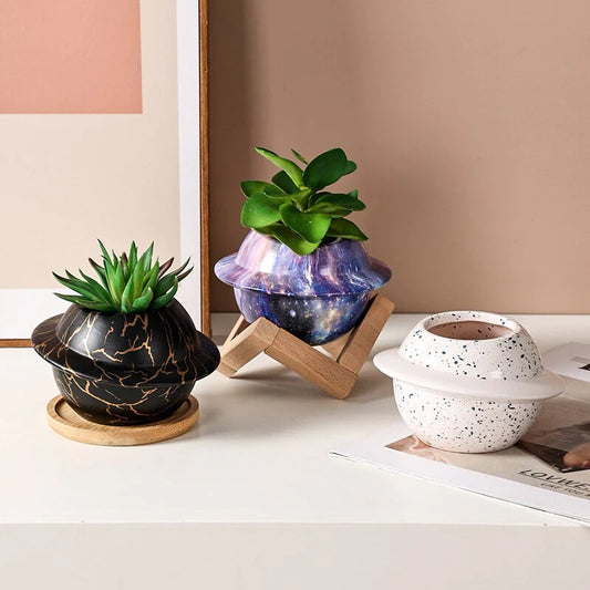 Colorful Cronos Planet Plant Pot Blackbrdstore