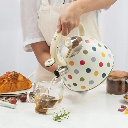 Colorful Polka Dot Whistling Kettle Blackbrdstore