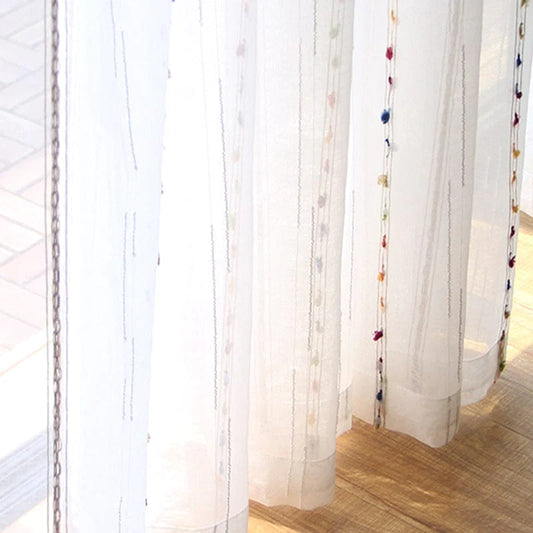 Colorful Stereoscopic Embroidered Sheer Curtain Blackbrdstore