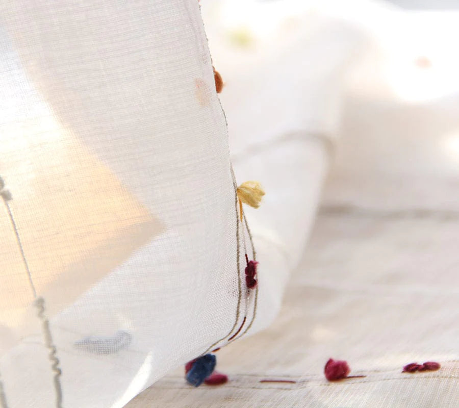 Colorful Stereoscopic Embroidered Sheer Curtain Blackbrdstore