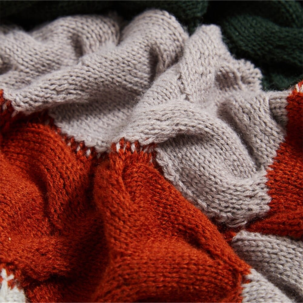 Crochet Contrast Color Blanket Blackbrdstore