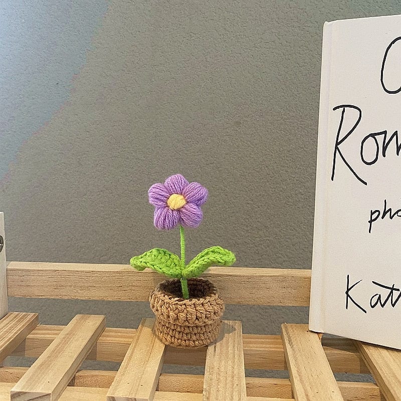 Crochet Knit Potted Flowers Blackbrdstore