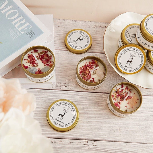 Crystal Stone & Dried Flower Candles Blackbrdstore